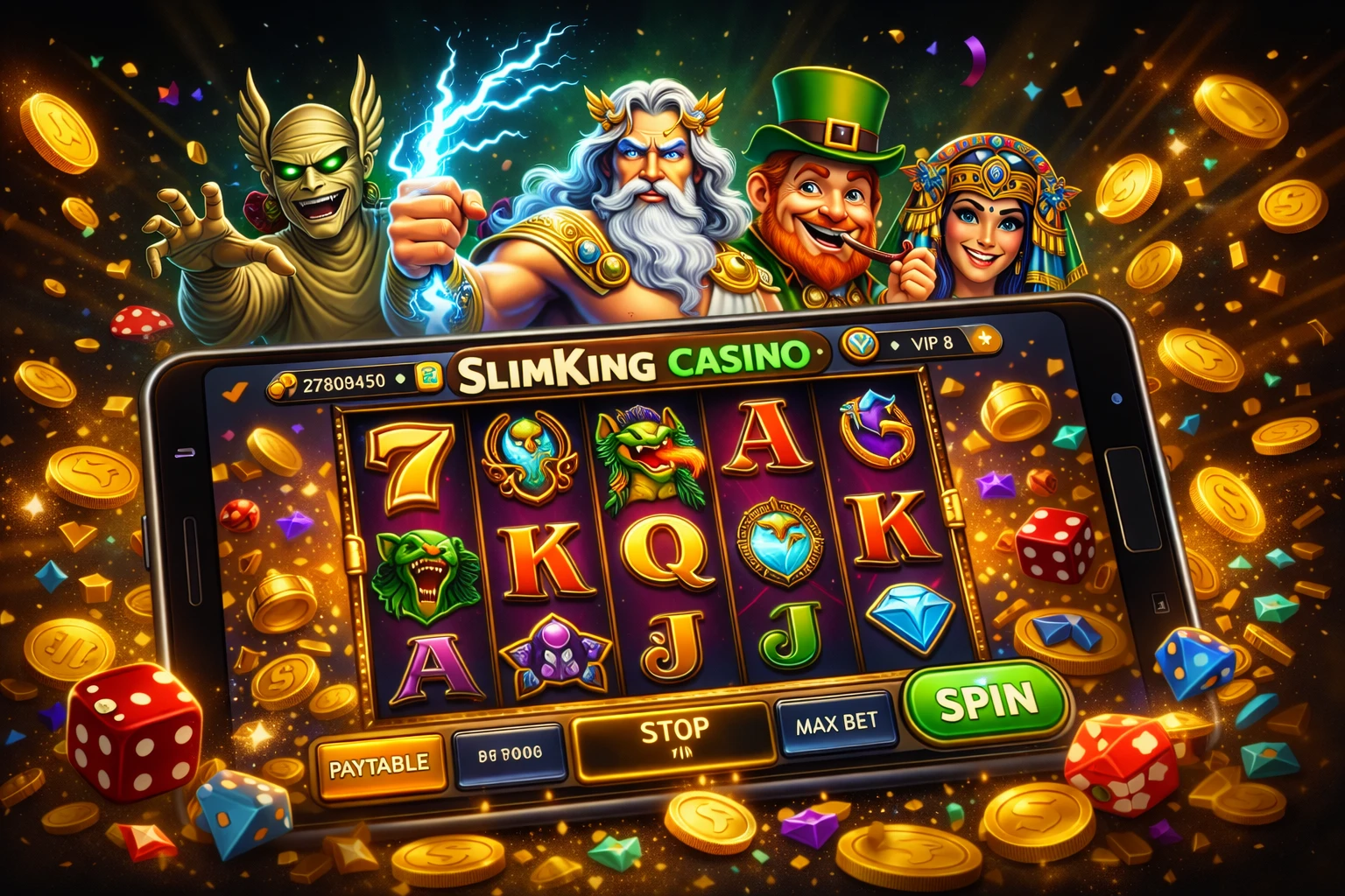 Slimking mobile casino interface